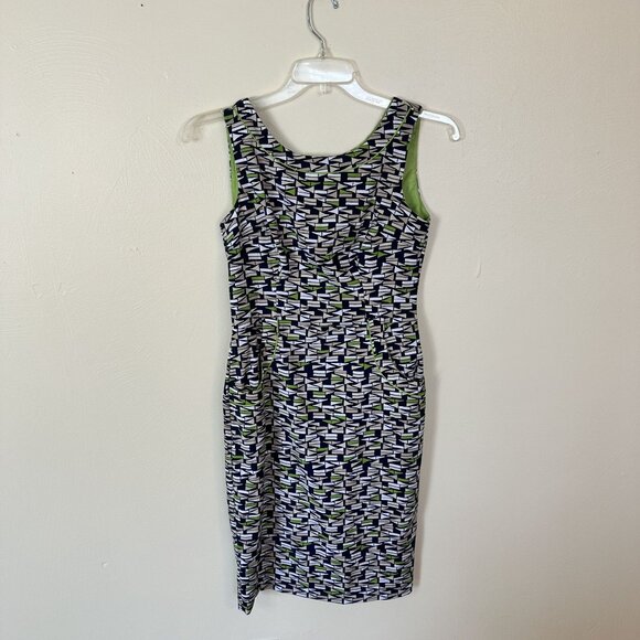 London Times Womens Geometric Print Sleeveless Sheath Dress US 6 Knee Career - Picture 6 of 10